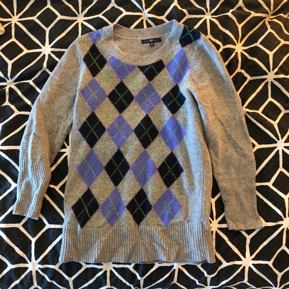 Wool argyle sweater